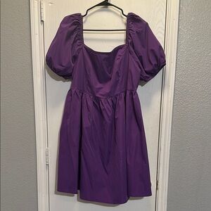 Purple Puff Sleeve Dress